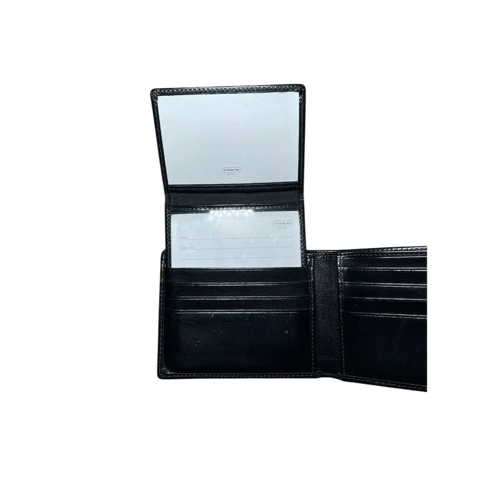 Coach Men's Black Slim Fold Wallet with Logo Accents in One Size
